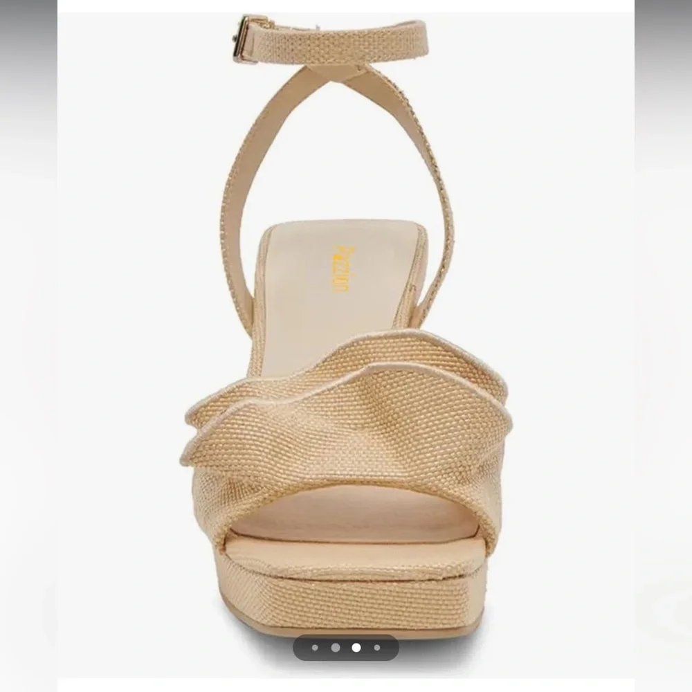 Beige/Tan Ruffle Heels - Picture 2 of 6